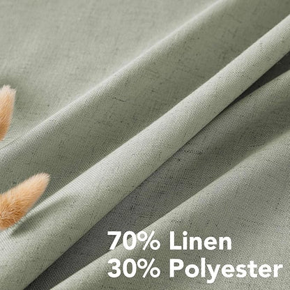 H.VERSAILTEX Living Room Linen Curtains - Semi Sheer, Nickel Grommet, Energy Saving Light Filtering Panels for Bedroom, Sea Grass, 2 Panels, 52 x 72 Inch