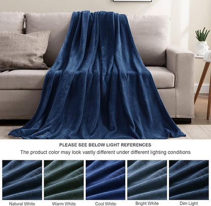 BEDELITE Fleece Blankets Queen Size Navy Blue Throw Blankets for Bed, Luxury Plush Cozy Fuzzy Blanket 90x90 inches, Super Soft Warm Lightweight Throw Blanket All Seasons Suitable