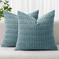 MIULEE Pack of 2 Corduroy Decorative Throw Pillow Covers 16x16 Inch Soft Boho Striped Pillow Covers Modern Farmhouse Home Decor for Summer Coastal Sofa Living Room Couch Bed Coastal Blue