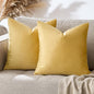 GIGIZAZA Decorative Couch Throw Pillow Covers,Set of 2 Yellow Square Pillow Cushion Covers 26x26,Pillow Cases Velvet Pillow Covers