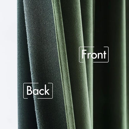 MIULEE Velvet Curtains 92 inches - Luxury Blackout Curtains for Bedroom Living Room Thermal Insulated Super Soft Window Drapes Rod Pocket & Back Tab, Olive Green, W52 x L92 inches, 2 Panels