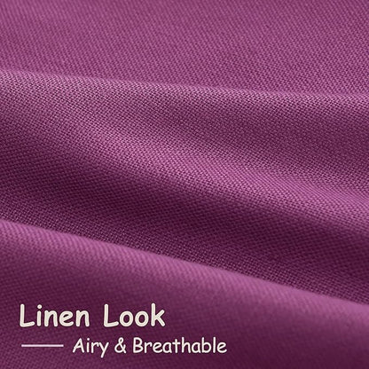 Nanspring Grape Purple Linen Curtains 96 Inch Long 2 Panels Set for Bedroom Living Room Linen Textured Window Drapes Semi Sheer Light Filtering Rod Pocket Back Tab Modern Farmhouse Curtain 52x96