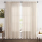 Extra Wide 100 Inch Linen Curtains for Living Room Divider Light Filtering Semi Sheer Back Tab Patio Curtains for Sliding Door Beige Coastal Decor Sunroom Floor to Ceiling Window Curtain 100x84