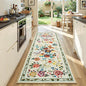 Rugflix 2x6 Runner Rug for Hallway, Washable Kitchen Runner Non Slip, Soft Low Pile Entryway Carpet, Vintage Floral Stain Resistant Long Laundry Room Rugs for Bedroom, Stairs, Beige Yellow