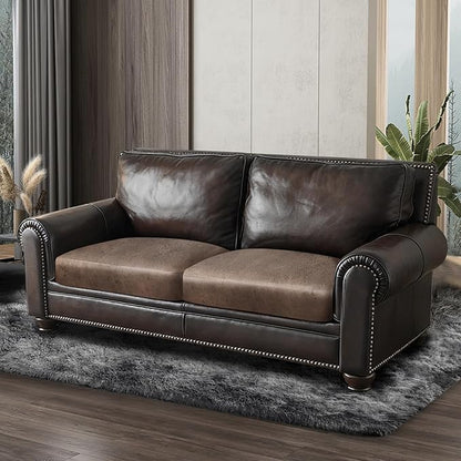 Leather Look Couch Cushion Covers Sofa Seat Slipcovers Sets Couches Furniture Protector for Sectional Armchair Loveseat Pets Kids Stretch Spandex Fabric (2 Cushion Loveseat, Light Brown)