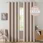 MIULEE 100% Blackout Linen Textured Curtains for Bedroom Solid Thermal Insulated Natural Beige Grommet Room Darkening Curtains & Drapes Luxury Decor for Living Room Nursery 52 x 98 Inch (2 Panels)