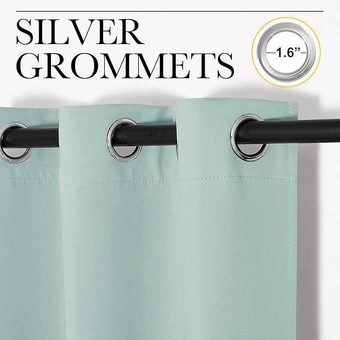NICETOWN Bedroom Curtain Panels Blackout Draperies, Thermal Insulated Solid Grommet Blackout Curtains/Drapes (Aqua, One Pair, 55 by 68-inch)