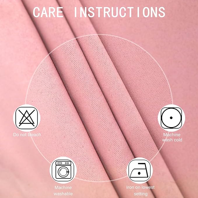 LEMOMO Blackout Curtains 66 x 72 Inch Long Pink Curtains Set of 2 Panels Room Darkening Curtains for Bedroom and Living Room