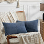Fancy Homi 2 Packs Dusty Blue Lumbar Decorative Throw Pillow Covers 16x32 Inch for Couch Bed Sofa, Rustic Farmhouse Boho Home Decor, Soft Striped Corduroy Rectangle Accent Cushion Case 40x80 cm