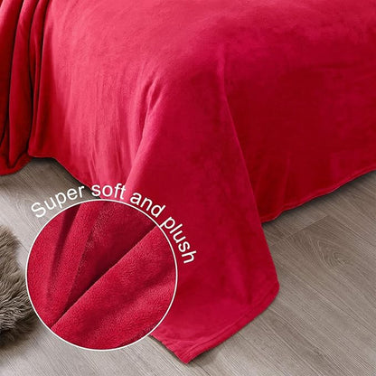 Exclusivo Mezcla Fleece Blanket Twin Size for Bed, Super Soft and Warm, All Season, Cozy, Plush, Lightweight, 60x80 Inches Red