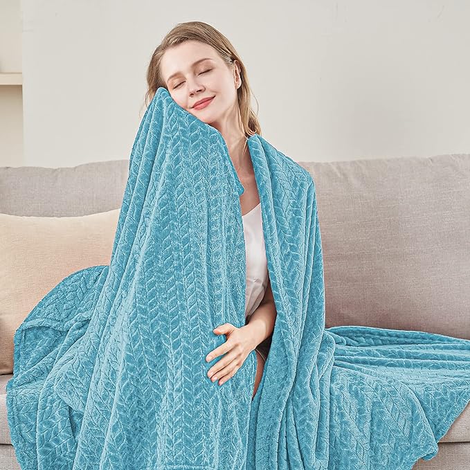 inhand Blue Throw Blanket, Super Soft Flannel Cozy Blankets & Throw for Adults, Lightweight Fuzzy Blanket, Warm Plush Blankets for All Season 50×60 Inches