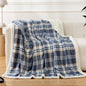 PU MEI Sherpa Blanket Queen Plaid Thick Bed Blanket, 80”*90” Super Soft Flannel Fuzzy Fleece Reversible Velvet Plush Warm Blanket for Couch (Blue White Check)