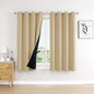 ChrisDowa 100% Blackout Curtains for Bedroom with Black Liner, 2 Thick Layers Total Blackout Thermal Insulated Grommet Window Curtains 2 Panels Set (Beige, 52 x 63 Inch)