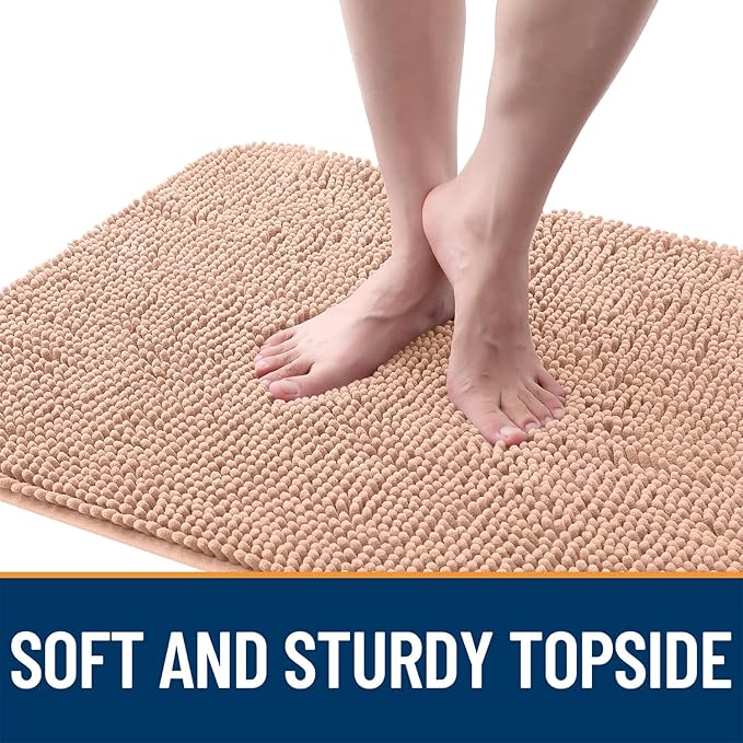 OLANLY Dog Door Mat for Muddy Paws 47x32, Absorbs Moisture and Dirt, Absorbent Non-Slip Washable Doormat, Quick Dry Chenille Mud Mat for Dogs, Entry Indoor Entryway Carpet for Inside Floor, Peach