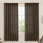 LAMIT Dark Brown 72 inch Linen Curtains for Living Room 2 Panels, Linen Textured Light Filtering Semi Sheer Back Tab and Rod Pocket Farmhouse Curtain Panels for Bedroom/Farmhouse, 52 x 72 Inch