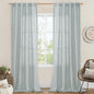 LAMIT Greyish Blue Linen Boho Curtains 84 inch Length 2 Panels, Light Filtering Semi Sheer Panels Back Tab and Rod Pocket Neutral Drapes for Bedroom/Living Room, 34 x 84 Inch