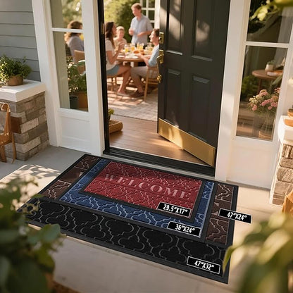 Yimobra Welcome Mat Outdoor Indoor, All-Season Waterproof Front Door Mat Outside Entrance, All-Weather Heavy Duty Non-Slip Doormat, Low Profile Porch Patio Entrance Mats, 47x24, Coffee