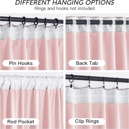 RYB HOME Pink Velvet Curtains 96 inches, Back Tab Soft Fabric Room Darkening Thermal Insulated Luxurious Home Decor Curtains for Living Room Bedroom, W 52" x L 96", 2 Panels Set