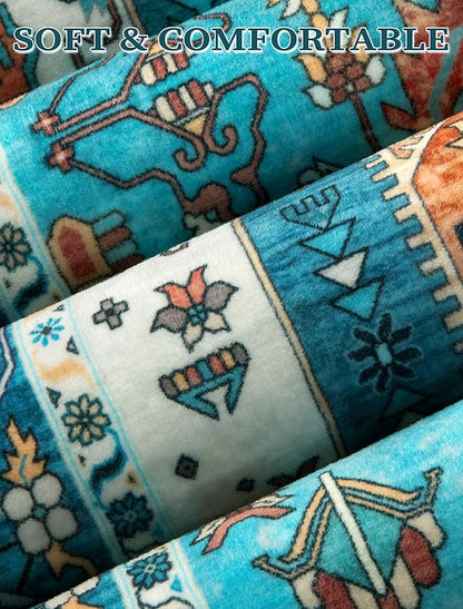 SERISSA Runner Rug for Hallways, 2'6"x14' Washable Non Slip Kitchen Runner Rug, Extra Long Boho Rug Ultra Soft Vintage Blue Print Floor Carpet for Bedroom Hallway Entryway Bathroom Laundry Room