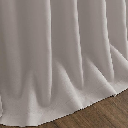 Nanspring Stone Grey Linen Curtains 84 Inch Length 2 Panels Set for Living Room Simple Modern Light Filtering Semi Sheer Curtain Back Tab and Rod Pocket Neutral Luxury Drapes for Bedroom Office 52x84