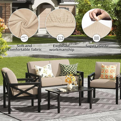 Outdoor Cushion Covers Set,14PCS Patio Furniture Couch Seat Slipcovers, Replacement for Sofa Sectional Chair(Cover，Only)