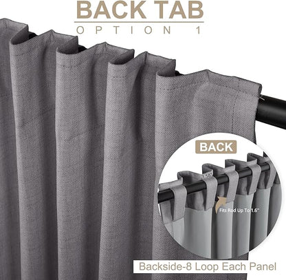 100% Blackout Shield Linen Blackout Curtains for Bedroom 84 Inches Long, Back Tab/Rod Pocket Living Room Drapes, Thermal Insulated Blackout Curtains 2 Panels Set, 50" W x 84" L, Darkgray