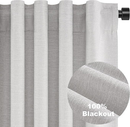 Topfinel 100% Blackout Curtains 96 Inches Long for Bedroom Heavy Thermal Modern Grey Curtains for Living Room Track System Window Treatments Room Darkening Drapes 8 Ft (40Wx96L 2 Panels)