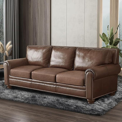 Leather Look Couch Cushion Covers Sofa Seat Slipcovers Sets Couches Furniture Protector for Sectional Armchair Loveseat Pets Kids Stretch Spandex Fabric (3 Cushion XL Sofa, Brown)