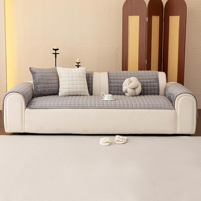 Velvet Couch Covers for Dogs, Dog Sectional Couch Covers, Pet Couchs Cover for 2-3 Seater, Couchs Protector for Dogs, Sectional Sofa Cover for Pet Washable(1PC,Dark Grey,27.6"×70.9")