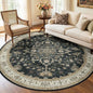 RELEANY Area Rugs Round 6ft Washable Non-Slip, Floral Vintage Distress Print Pattern Medallion Carpet for Living Room Bedroom Dining Room, Vintage Black Brown Neutral
