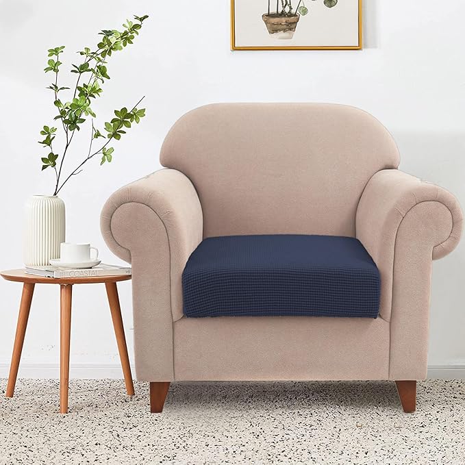 Water Resistant Sofa Cushion Slipcovers, RV Seat Cushion Covers High Stretch Furniture Protector, Washable Covering Coats for Camper (Chair Cushion, Navy)