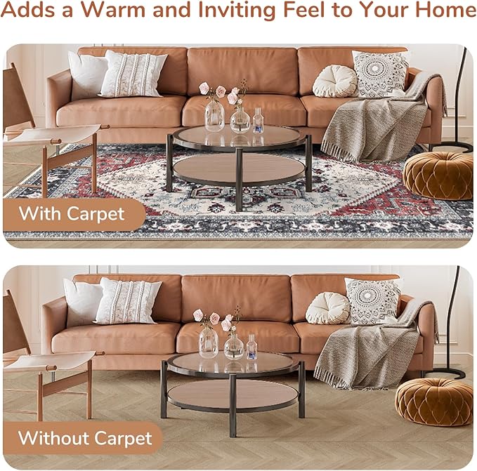OPPODREAM Soft Area Rugs 3x5, Washable Rugs with Non Slip Backing, Low-Pile Throw 3x5 Carpet, Faux Cashmere 3 x 5 Carpet, Black & Red