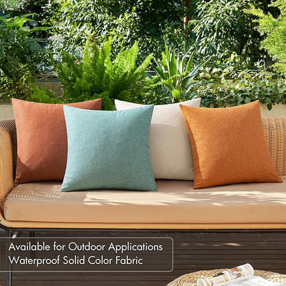 MIULEE Pack of 4 Decorative Outdoor Throw Pillow Covers Linen Waterproof Pillow Covers Farmhouse Cushion Cases for Halloween Patio Garden Tent Balcony Couch Sofa 18x18 inch Orange Rust