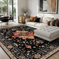 Area Rugs 8'x10' Washable Non-Slip, Floral Vintage Distress Print Pattern Medallion Carpet for Living Room Bedroom Dining Room, Black Colorful Floral Dark Tan