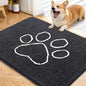 OLANLY Dog Door Mat for Muddy Paws 40x32, Paw Print Design, Absorbs Moisture and Dirt, Absorbent Non-Slip Washable Doormat, Quick Dry Chenille Mud Mat for Dogs, Entry Indoor Entryway Carpet, Dark Grey