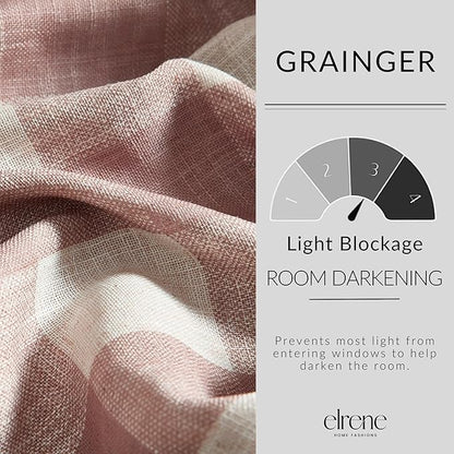 Elrene Home Fashions Farmhouse Living Grainger Buffalo-Check Blackout Window Curtain, Living Room and Bedroom Drape with Rod Pocket Tabs, 52" x 95", Red, 1 Panel