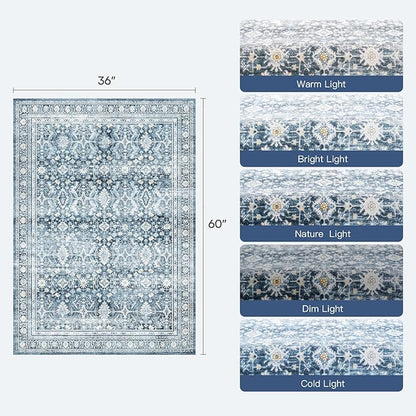 Lofus 3x5 Area Rug for Entryway,Blue Non Slip Area Rugs for Kitchen, Washablee Soft Rugs for Bedroom, Living Room, Tool Room Nursery Kids Room Decor