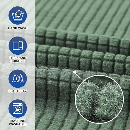 KEKUOU Stretch Single Sofa Slipcover 1 Piece Couch Sofa Cover (31"-55") Furniture Protector 1 Seater Sofa with Elastic Bottom for Kids,Pet.Jacquard Small Checked Pattern Fabric(Small,Greyish Green)