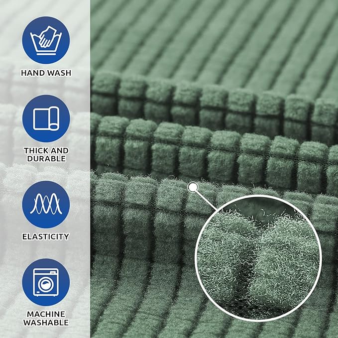 KEKUOU Stretch Oversized Sofa Slipcover 1 Piece Couch Sofa Cover (94"-110") Furniture Protector 4 Seater Sofa with Elastic Bottom for Kids,Pet.Jacquard Checked Pattern Fabric(X Large,Greyish Green)