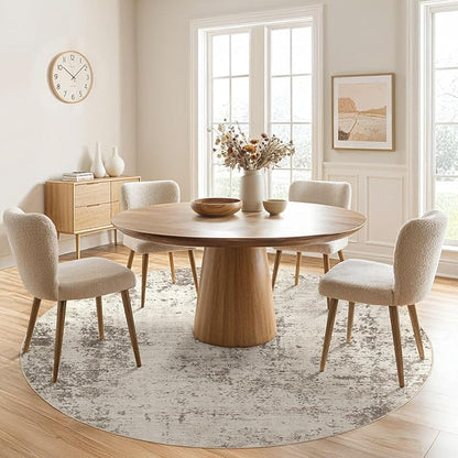 UERMEI 6ft Round Area Rug Living Room Rugs - 6x6 Washable Neutral Modern Abstract Soft Thin Rug Indoor Floor No Slip Rug Carpet for Bedroom Under Dining Table Home Office Decor - Dark Brown