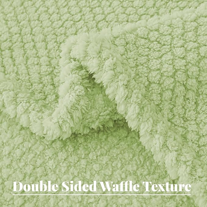 Whale Flotilla Extra Large Fuzzy Fleece Throw Blanket for Couch, 50x70 Inch Fluffy Warm Soft Jacquard Blankets for All Season, Lightweight and Cozy, Light Green