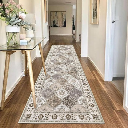 HEBE Hallway Runner Rug 2'x8' Washable Vintage Distressed Area Rugs Non Slip Laundry Rug Runner Boho Floor Carpet Runners for Hallways Entryway Laundry Room Kitchen Bathroom
