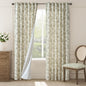 jinchan Lined Linen Floral Curtains for Living Room, 84 Inch Length Printed Flower Farmhouse Patterned French Country Back Tab Green Window Drapes Set Privacy Bedroom Curtains, 2 Panels