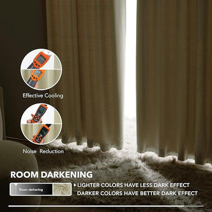 Deconovo Blackout Curtains, Thermal Insulated, W52 x L72 2 Panels, Back Tab, Machine Washable, Room-Darkening Drapes for Bedroom/Living Room Beige