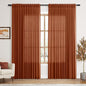 Nanspring Extra Wide Linen Curtains for Living Room 84 Inches Long Terracotta Light Filtering Semi Sheer Boho Farmhouse Curtain for Bedroom Office Luxury Back Tab and Rod Pocket 100x84, 2 Panels