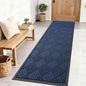OLANLY Front Door Mat Outside Entrance 71x23, Absorbent, Heavy Duty Sturdy Natural Rubber Doormat Indoor Outdoor, Stain Fade Resistant, Non-Slip Low Profile Floor Mat for Entryway, Navy Blue Diamond