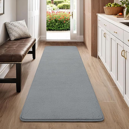 AROGAN 2x4 Feet Shag Runner Rug for Hallways, Washable Rugs with Memory Foam for Bedroom, Entryway Indoor Fluffy Throw Rug for Bedside Living Room Kids Girls Nursery Dorm Room Decor, Grey