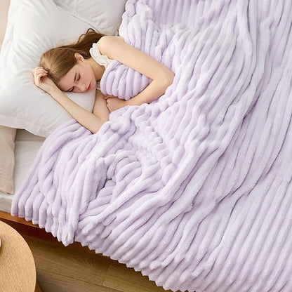 Bedsure GentleSoft Lavender Fog Fleece Blanket for Couch - Super Soft Cozy King Blankets for Women, Cute Small Blanket for Girls, 108x90 Inches