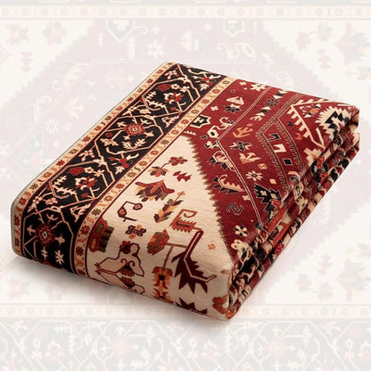 SERISSA Washable Rugs 8x10 Area Rugs, Large Non-Slip Boho Living Room Rug, Ultra Soft Oriental Vintage Red Black Print Distressed Carpet for Dining Room Bedroom Dorm Office Home Decor