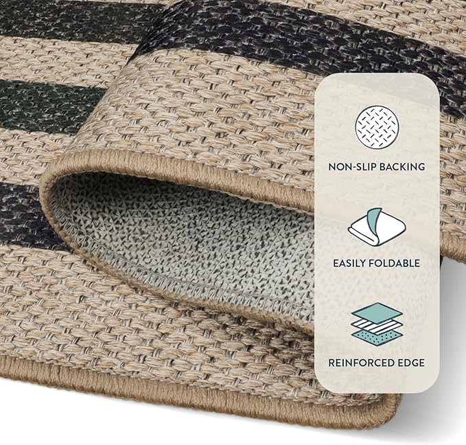 Lahome Enfys Modern Geometric Easy Jute Entryway Rug, 3x5 Washable Farmhouse Kitchen Rugs for Bedroom, Contemporary Non Slip Non Shedding Woven Carpet for Living Room